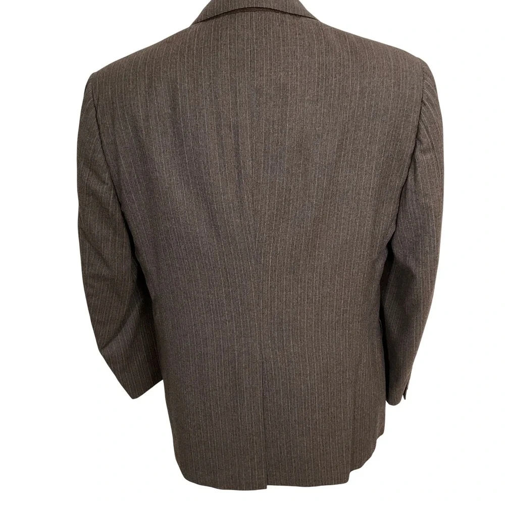 Hart Schaffner Marx Suit Mens 44R 36W Brown Geigers‎ Pinstripe Wool